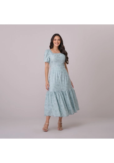 Vestido Anelise Em Rayon Bordado Azul Tata Martello Primavera/Verão 2026