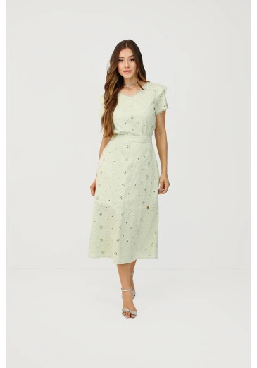Saia Jade Midi Em Laise Verde Nítido Outono/Inverno 2025