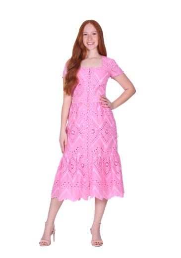 Vestido Hanna Em Laise Rosa Hapuk Primavera/Verão 2026