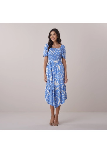 Vestido Emanuele Em Viscose Rayon Azul Tata Martello Primavera/Verão 2026