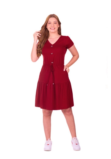 Vestido Annely Em Malha Pima E Ribana Bordô Hapuk Primavera/Verão 2027