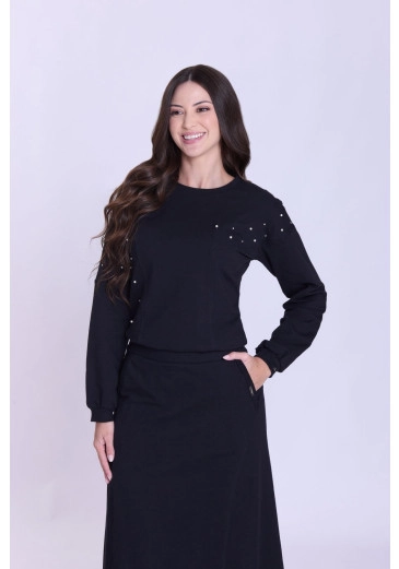 Blusa Quitéria Em Molecotton Preta Hapuk Outono/Inverno 2026