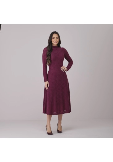 Vestido Maisa Em Malha Texturizada Pelinhos Vinho Tata Martello Outono/Inverno 2026