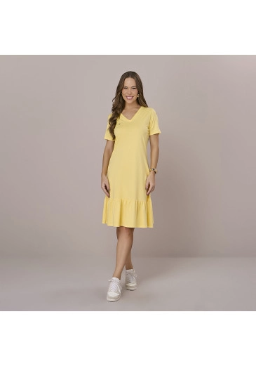 Vestido Gisele Em Malha Conforto Amarelo Tatá Martello Outono/Inverno 2025
