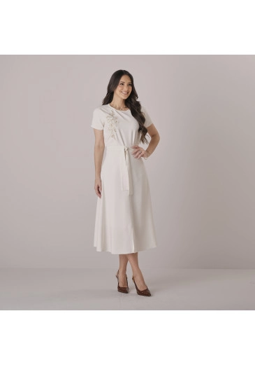 Conjunto Samanta Em Alfaiataria Satin Com Bordado Off White Tata Martello Outono/Inverno 2026