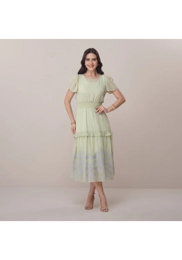 Vestido Camili Em Crepe Verde Tatá Martello Primavera/Verão 2026