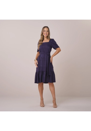Vestido Analia Em Rayon Twill Azul Marinho Tatá Martello Primavera/Verão 2026