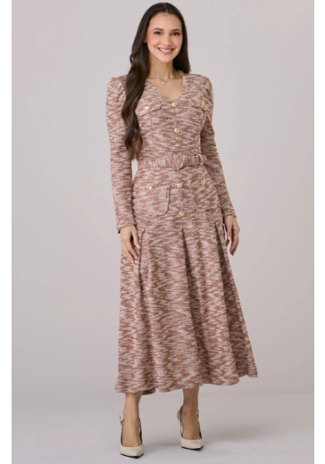Vestido Tatiane Em Tweed Marrom Tata Martello Outono/Inverno 2026