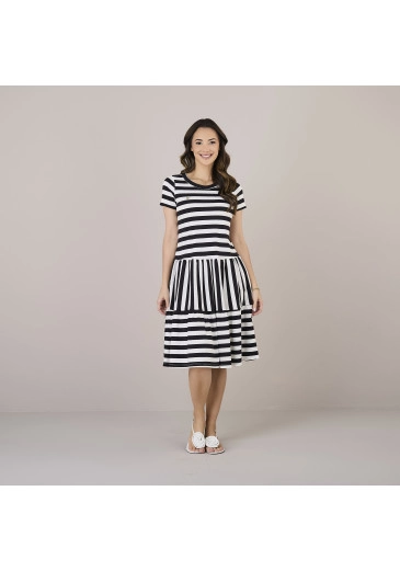 Vestido Larissa em Malha Conforto Fio Tinto Preto Tata Martello Alto Verão 2025 