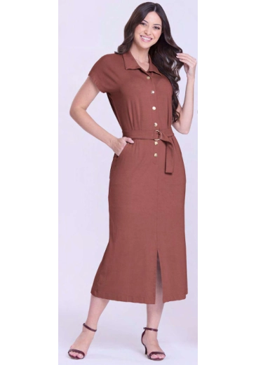 Vestido Luciana Em Moletinho Marrom Hapuk  Primavera/Verão 2026