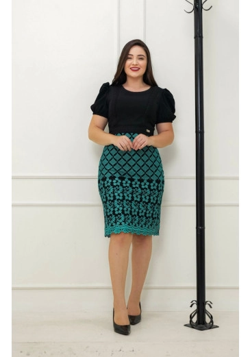 Vestido Vitória Tubinho em Crepe e Renda Maria Amore Primavera/Verão 2025 