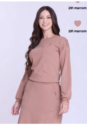 Blusa Quitéria Em Molecotton Marrom Hapuk Outono/Inverno 2026