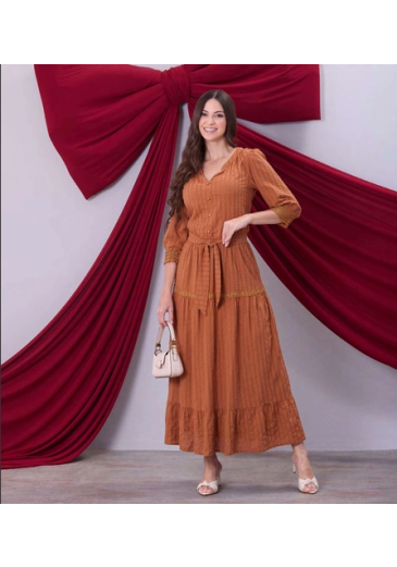 Vestido Ameli Em Tecido Plano Caramelo Hapuk  Outono/Inverno 2026