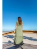 Vestido Longo Pregas Verde Joyaly 
