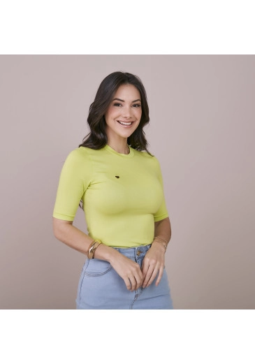 Blusa Alana Em Malha Viscolycra Verde Lima Tata Martello Outono/Inverno 2024 