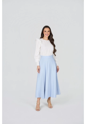Saia Andressa Em Alfaiataria Azul Tata Martello Primavera/Verão 2027