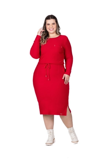Vestido Olinda Em Moletinho Vermelho Hapuk Outono/Inverno 2024