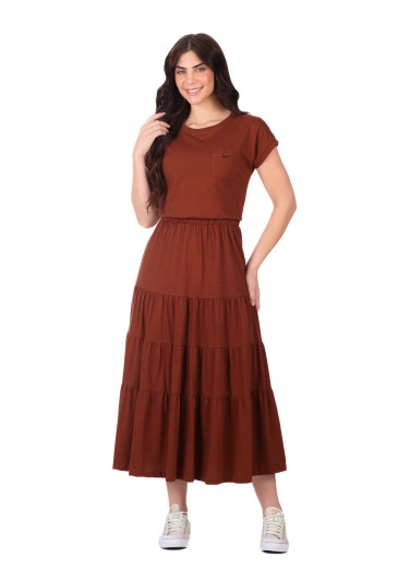 Vestido Selma Em Malha De Algodão Marrom Hapuk Primavera/Verão 2026