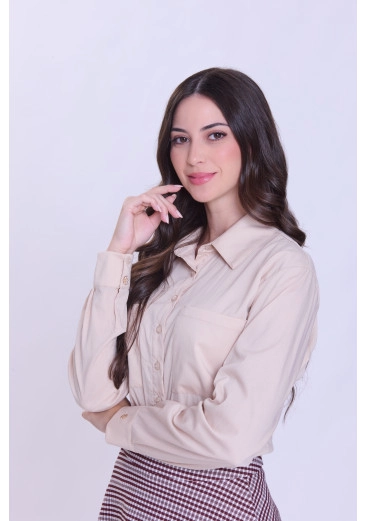 Camisa Luciana Em Tecido Plano Bege Hapuk Outono/Inverno 2026