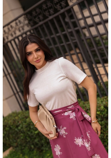 Blusa Mirela Em Malha Cru Bege Jany Pim Outono/Inverno 2026