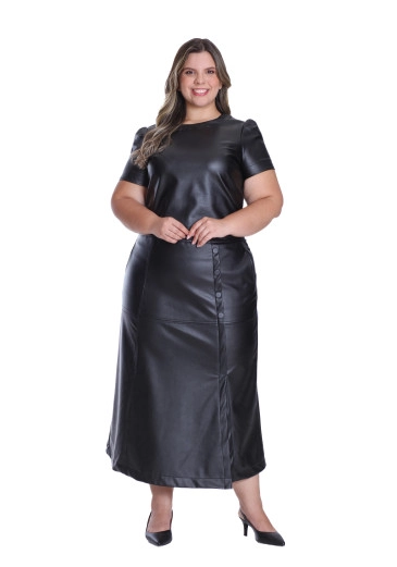 Cropped Leticia Com Aspecto De Couro Preto Hapuk Outono/Inverno 2025
