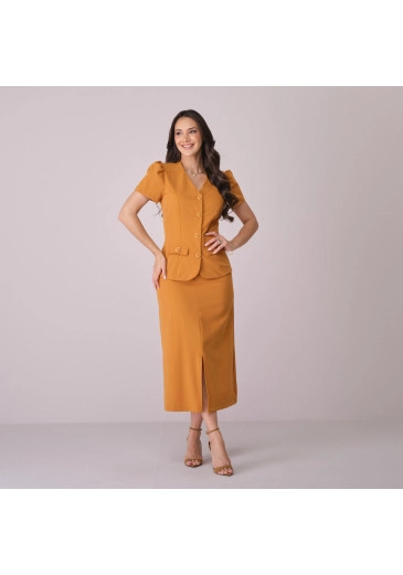 Conjunto Celma Em Alfaiataria Twill Caramelo Tata Martello Primavera/Verão 2026