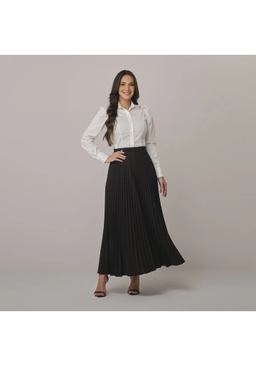 Saia Melissa Em Crepe Preto Tata Martello Outono/Inverno 2026
