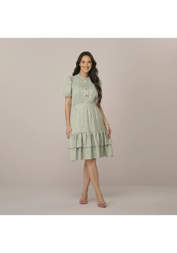 Vestido Angela Em Bordado Lolis Verde Tatá Martello  Primavera/Verão 2027