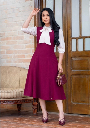 Conjunto Salete Em Alfaiataria Marrant Vinho Maria Amore Outono/Inverno 2026