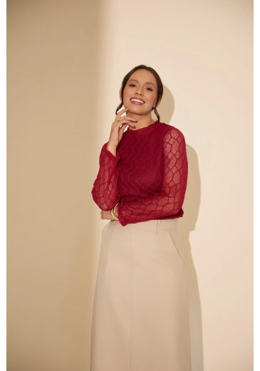 Cacharrel Bianca Em Tule Marsala Jany PimOutono/Inverno 2026
