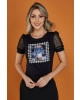 Blusa Detalhe em Tule Pied de Poule Tata Martello