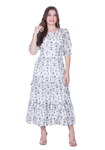 Vestido Anelise Em Tecido Plano Bordado Preto Hapuk Primavera/Verão 2025