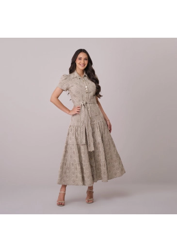 Vestido Vanessa Em Bordado Lindy Cordone Cinza Tata Martello Primavera/Verão 2026