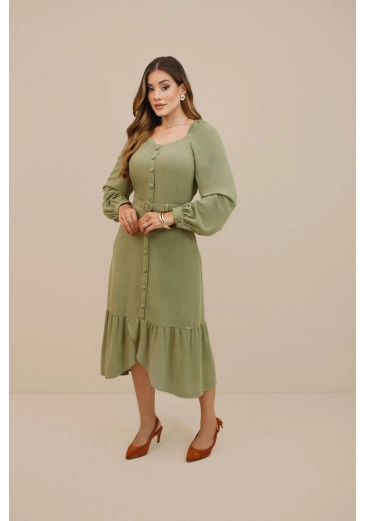 Vestido Ursula Em Viscose Destonada Verde Nitido Outono/Inverno 2026