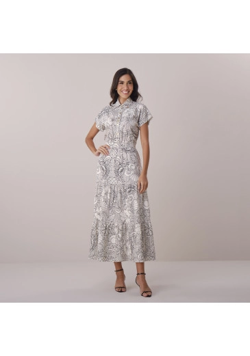 Vestido Claudia Em Linho Caribe Preto Tata Martello Primavera/Verão 2026