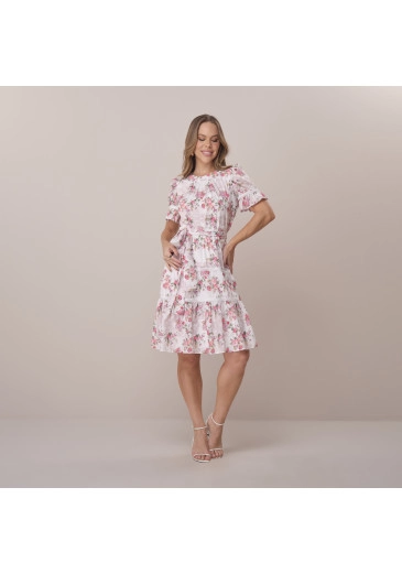 Vestido Melinda Em Crepe Gloss Estampa Exclusiva Off White Tata Martello Primavera/Verão 2026
