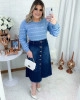 Saia Jeans Midi com Botões Najila Jeans 