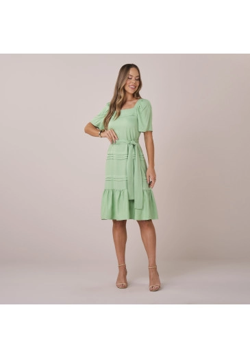 Vestido Analia Em Rayon Twill Verde Tatá Martello  Primavera/Verão 2026