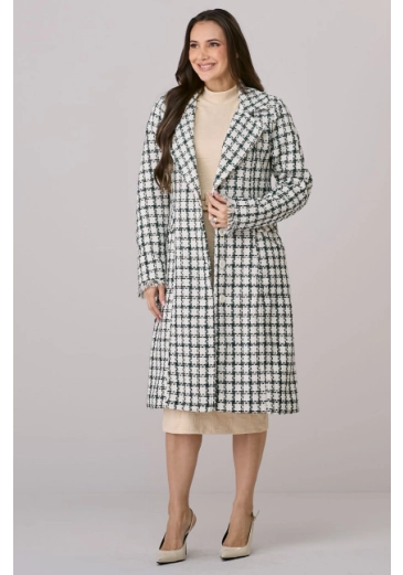 Sobretudo Raissa Em Tweed Verde Tata Martello Outono/Inverno 2026