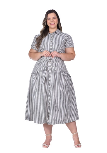 Vestido Catheleia Em Jeans Listrado Preto Hapuk  Primavera/Verão 2026