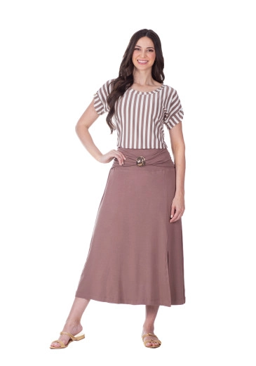 Blusa Maria Em Malha Listrada Marrom Hapuk  Primavera/Verão 2027