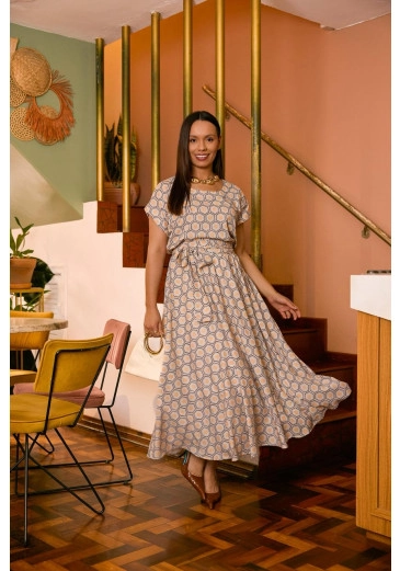 Vestido Mileide Toque De Seda Estampado Jany Pim Primavera/Verão 2027