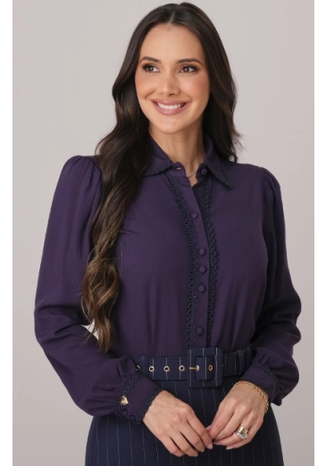 Blusa Louise Em Viscolinho Azul Tata Martello Primavera/Verão 2026