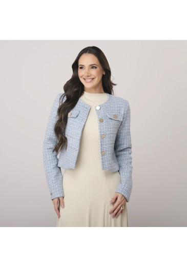 Casaco Nicole Em Tweed Azul Tata Martello Outono/Inverno 2026