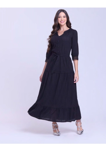 Vestido Ameli Em Tecido Plano Preto Hapuk  Outono/Inverno 2026