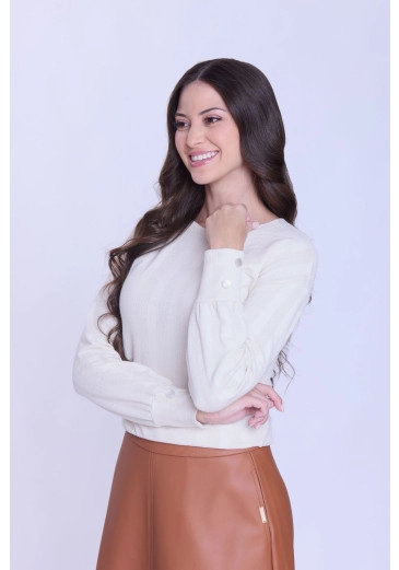 Blusa Jaqueline Em Malha Tricot Off Hapuk Outono/Inverno 2026
