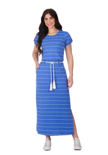 Vestido Ingrid Em Malha Listrada Azul Hapuk  Primavera/Verão 2026