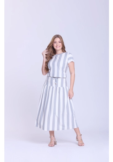 Conjunto Franciele Em Malha Listrada Cinza HapukOutono/Inverno 2026