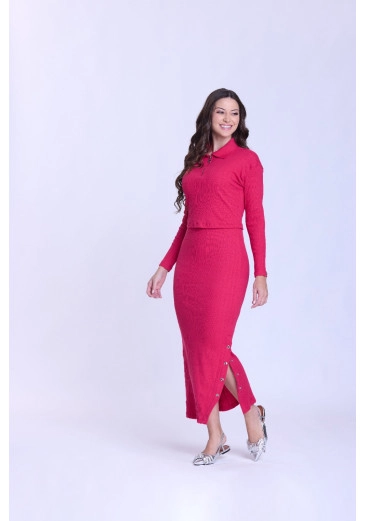 Vestido Romilda Em Malha Canelada Pink Hapuk Outono/Inverno 2026