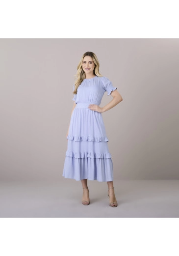 Vestido Samanta Em Rayon Lurex Azul Tatá Martello Outono/Inverno 2025